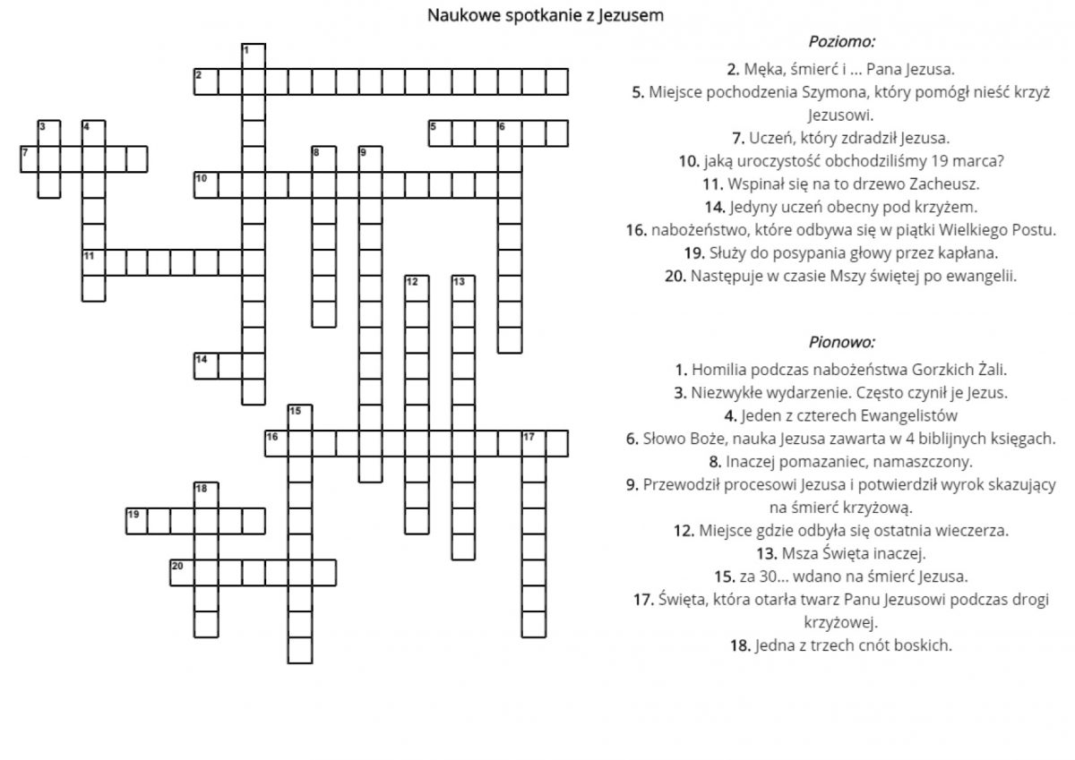 Krzyżówka Parafia Rzymskokatolicka Małkowice